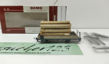 BEMO H0m DC 2263 110 RhB Kk-w 7340 Klapprunge Holztransport  OVP