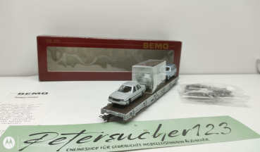 BEMO H0m DC 2280 999 Rungenwagen Autoverladewagen / 3 Autos / RhB / OVP