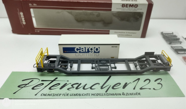 BEMO H0m DC 2289 128 RHB TRAGWAGEN "CARGO DOMINO" OVP