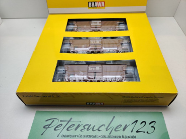 Brawa H0 DC 47030 Selbstentladewagen 3er Set OOtz / Erz III / NEM / DB / OVP