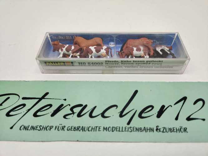 Faller H0 54002 Figuren-Set "Pferde, Kühe braun gefleckt" / 8 Figurinen / OVP