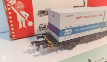 Fleischmann H0 DC 5234 Container-Tragwagen "World Transport Agency" / DB / OVP