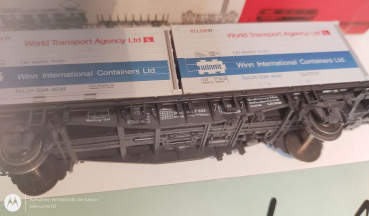 Fleischmann H0 DC 5234 Container-Tragwagen "World Transport Agency" / DB / OVP