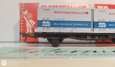 Fleischmann H0 DC 5234 Container-Tragwagen "World Transport Agency" / DB / OVP