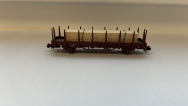 Hobbytrain N DC H23005-17 Rungenwagen mit Ladegut Holz / DB / OVP