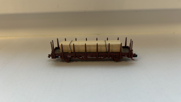 Hobbytrain N DC H23005-17 Rungenwagen mit Ladegut Holz / DB / OVP