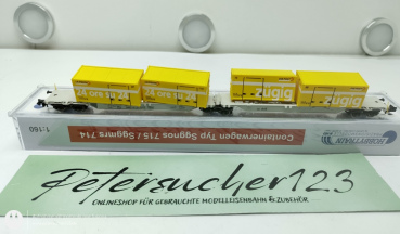 HobbyTrain  N DC H23707 Containertragwagen SGGNOS 715 Ep. V  AAE. Schweizer Post