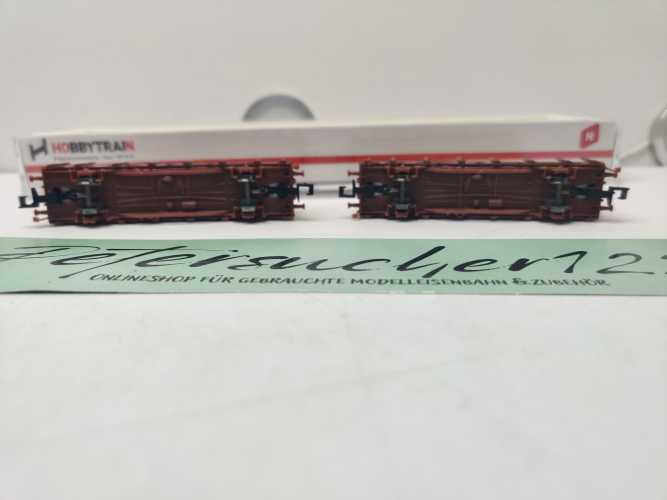 Hobbytrain N DC 497836 / 2-teiliges Güterwagen-Set /der Bauart Kbgs 442 / Post-Containern / OVP