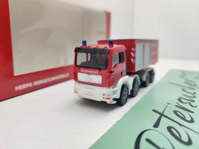 Herpa H0 045445 MAN TGA M Feuerwehr Wechsellader Abrollcontainer Chemie 1:87 / OVP