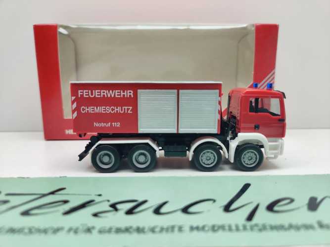 Herpa H0 045445 MAN TGA M Feuerwehr Wechsellader Abrollcontainer Chemie 1:87 / OVP