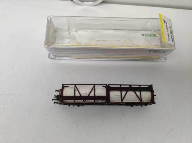 Mini Trix N DC 15257-8 / 2-achsigen Einheitstaschenwagen / Sdgkms 707 / DB AG / „BERTSCHI AG“ / OVP
