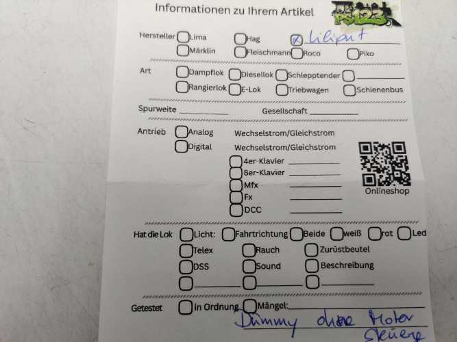 Liliput H0 DC BR74 134 Dampflok / Dummy / ohne Motor und Steuerung