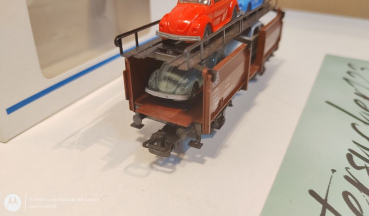 Märklin H0 AC 4613 Autotransportwagen / 4 Käfer / DB / OVP weiß