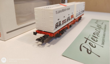 Märklin H0 AC 94339 Tragwagen mit Container / 15 jahre Insider Mitglied / OVP weiß