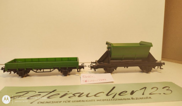 Märklin H0 AC 1x Kipplore grün + 1x Niederbordwagen grün ohne Aufschrift