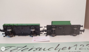 Märklin H0 AC 1x Kipplore grün + 1x Niederbordwagen grün ohne Aufschrift
