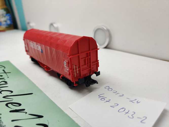 Märklin H0 AC 00757-24 / 467 2 073-2 / Schiebeplanenwagen / Bauart Shimmns-tu 718 / Railon / DB AG / Rot