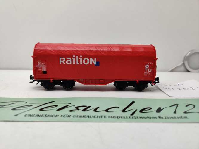 Märklin H0 AC 00757-24 / 467 2 073-2 / Schiebeplanenwagen / Bauart Shimmns-tu 718 / Railon / DB AG / Rot