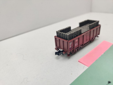 Minitrix N DC 11439 Hochbordwagen Ladung Grubenholz aus Set / NEM / DB