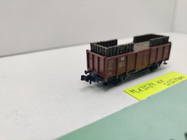 Minitrix N DC 13529 ex 3529 off. Güterwagen Grubenholz 385-4 E035 / DB