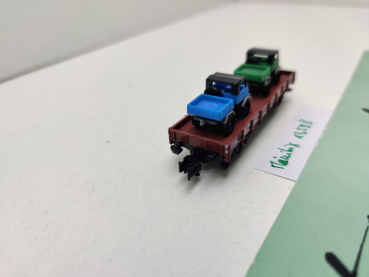 Minitrix N DC 13588 ex 51358800 Niederbordwagen + 2 Unimog Kklmmp514 / DB