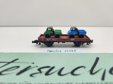 Minitrix N DC 13588 ex 51358800 Niederbordwagen + 2 Unimog Kklmmp514 / DB