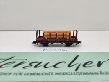 Minitrix N DC 13613 ex 51358730 Niederbordwagen + Kantholzstapel Rmms / DRG