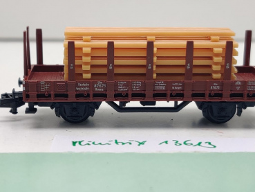 Minitrix N DC 13613 ex 51358730 Niederbordwagen + Kantholzstapel Rmms / DRG