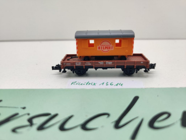 Minitrix N DC 13614 ex 51358830 Niederbordwagen + Bauwagen "Hilpert" Xf / DRG