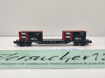 Minitrix N DC 13883 K Containertragwagen "Bell" / 2 Container / Sgjss716 / NS