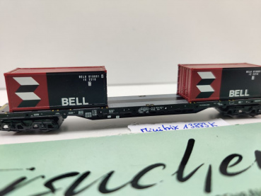 Minitrix N DC 13883 K Containertragwagen "Bell" / 2 Container / Sgjss716 / NS