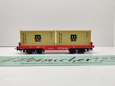 Märklin H0 AC 29453 1x Tragwagen mit 2 Container "msc" aus Set / DB