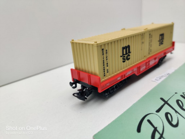 Märklin H0 AC 29453 1x Tragwagen mit 2 Container "msc" aus Set / DB