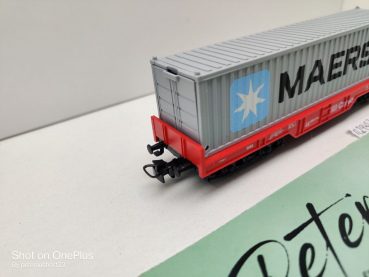 Märklin H0 AC 29453 1x Tragwagen mit Container "Maersk" aus Set / DB