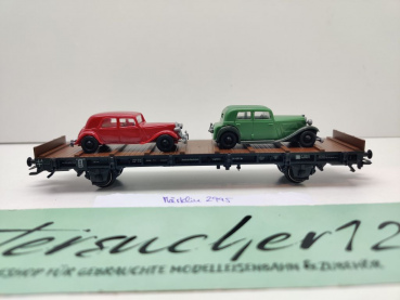 Märklin H0 AC 2995 Flachwagen & 2 PKW aus Startpackung "60 Jahre H0" / NEM / DRG