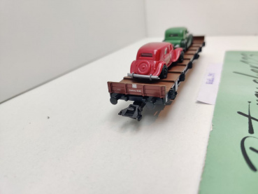 Märklin H0 AC 2995 Flachwagen & 2 PKW aus Startpackung "60 Jahre H0" / NEM / DRG