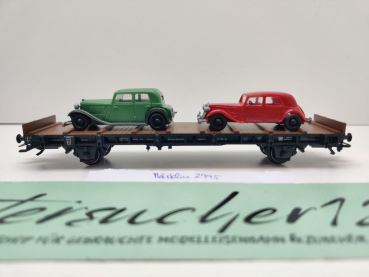 Märklin H0 AC 2995 Flachwagen & 2 PKW aus Startpackung "60 Jahre H0" / NEM / DRG