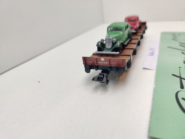 Märklin H0 AC 2995 Flachwagen & 2 PKW aus Startpackung "60 Jahre H0" / NEM / DRG