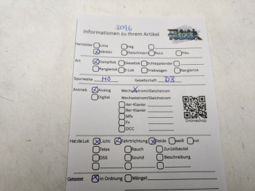 Märklin H0 AC  3096 / BR86 578 Dampflok / DB / Analog / Schwarz / Blaue - OVP