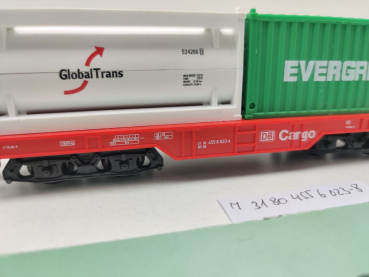 Märklin H0 AC 31 80 455 6 023-8 Container-Tragwagen "Evergreen & Global Trans" / DB