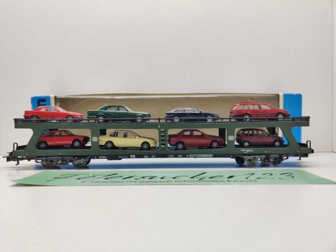 Märklin H0 AC 4074 Autotransportwagen DDm915 / 8 Fahrzeuge / DB / OVP blau