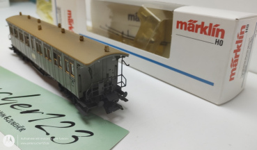 Märklin H0 AC 4214 Schnellzug-Plattformwagen 4.Kl. / C4 / K.W.St.E / OVP weiß