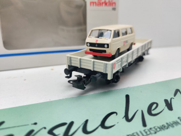Märklin H0 AC 4423-34 Niederbordwagen "Malteser" & VW Bus / NEM / DB / OVP weiß