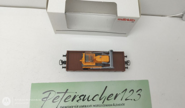 Märklin H0 AC 4424 Niederbordwagen mit Planierraupe / Kklm 505 / DB / OVP weiß