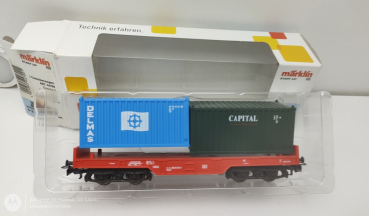 Märklin H0 AC 44700 Offener Container Tragwagen Z.B. Capital / DB / OVP