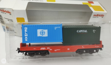 Märklin H0 AC 44700 Offener Container Tragwagen Z.B. Capital / DB / OVP