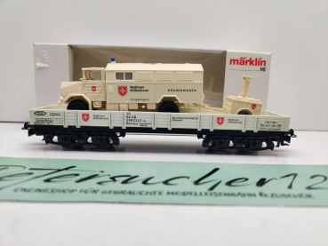 Märklin H0 AC 4473 Niederbordwagen "Malteser" & LKW / DB / OVP weiß