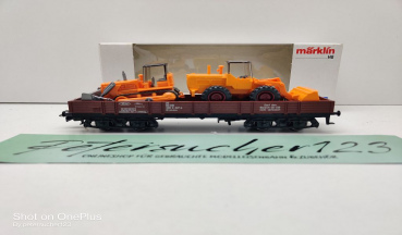 Märklin H0 AC 4474 Niederbord + Planierraupe + Schaufellader / Rlmms / DB / OVP weiß