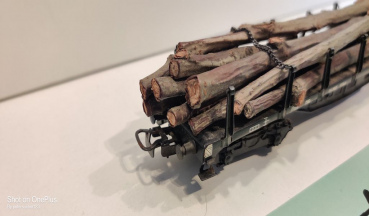 Märklin H0 AC 4516 Rungenwagen + Ladung + 2 Halteketten / SSka / DB