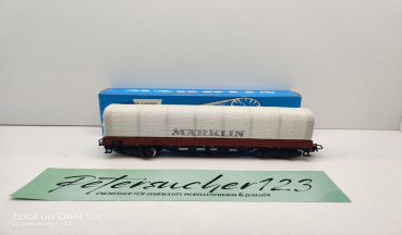 Märklin H0 AC 4517 Niederbordwagen m Plane "Märklin" / OOt / DB / OVP blau